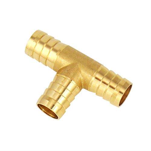 Pack of 4 Brass Barb 3/4 Inch Tee Coupling Fitting Splicer Mender Union Garden Hose Air Water Fuel Oil