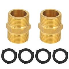 Brass Muff 1/2" Thread Pipe Connection Male Screwed Fittings Coupling Connector Joint, 2 Pack With 4 Washers