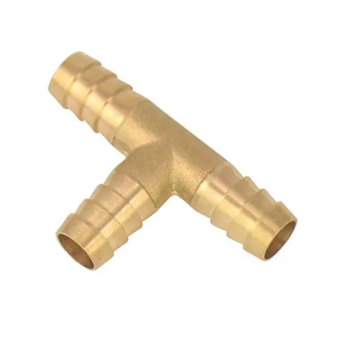 Pack of 8 Brass Barb 3/8 Inch Tee Coupling Fitting Splicer Mender Union Garden Hose Air Water Fuel Oil