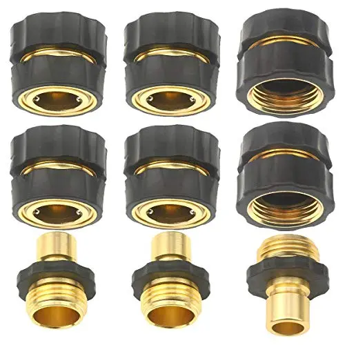 Set of 9 Aluminum 3/4" Garden Hose Quick Connector - Water Hoses Quik Connect Release