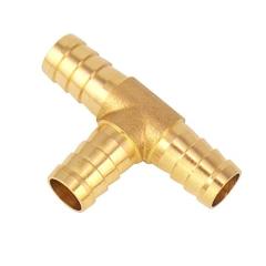 Pack of 5 Brass Barb 5/8 Inch Tee Coupling Fitting Splicer Mender Union Garden Hose Air Water Fuel Oil