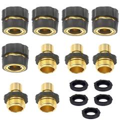 5Sets (10pcs) Aluminum Garden Hose Quick Connector - Water Hoses Quik Connect Release with Washer
