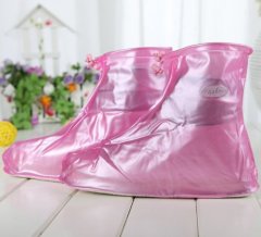 Pink Blue Flat Shoes Cover Garden Rain Snow Zippered PVC Waterproof  Women Men Kids Girls Shoes Cover