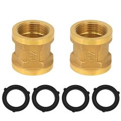 Brass Muff 3/4" Thread Pipe Connection Female Screwed Fittings Coupling Connector Joint, 2 Pack With 4 Washers