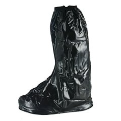 Black Rain Snow Zippered PVC Reusable Women Men High Boots Foldable Shoes Cover