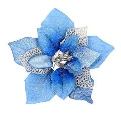 Gardening Will Pack of 12 8 Inch Glitter Artificial Christmas Flowers Xmas Tree Wreaths Decor Ornament
