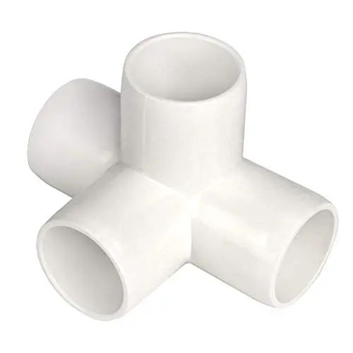 4 Way 1-1/4 Inch Tee PVC Fitting Build Heavy Duty Greenhouse Frame Furniture Connectors (Pack of 4)