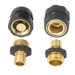 2Sets (4pcs) Aluminum 3/4" Garden Hose Quick Connector with Shut Off - Water Hoses Quik Connect Release