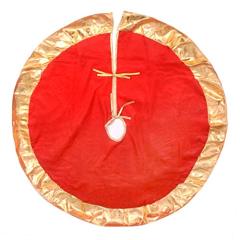 Gardeningwill Gold Band Red 35 Inches Xmas Tree Skirt Base Floor Mat Cover Christmas Party Round Decoration