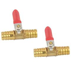2PCS 1/2 Inch Hose Brass Barb x Barb Ball Valve Shut Off Switch for Garden Water Hose Oil Air Gas Fuel Line Pipe Fittings