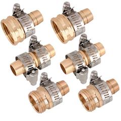 2Sets of Aluminum 5/8" Garden Hose Mender End Repair Male Female Connector with Stainless Clamp