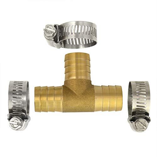 2Sets Brass 3 Ways Garden Hose Mender Repair Male Female Connector with Stainless Clamps