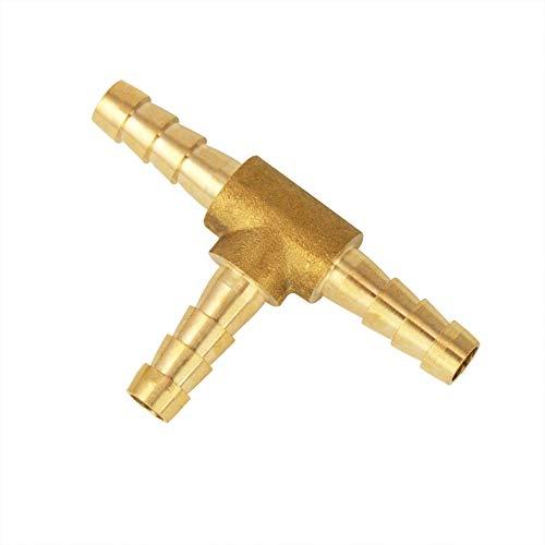 Pack of 10 Brass Barb 1/4 Inch Tee Coupling Fitting Splicer Mender Union Garden Hose Air Water Fuel Oil