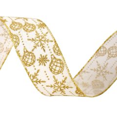 10 Yards Glitter 2.5" Christmas Ribbon Snowflake Xmas Ball Pattern DIY Handmade Holiday Hair Bows Gift Wrapping