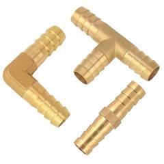 Pack of 12 Brass Barb 3/8 Inch 90 Degree Elbow, Straight Coupling, Tee Coupling Fitting Mender Garden Hose Air Water Fuel Oil