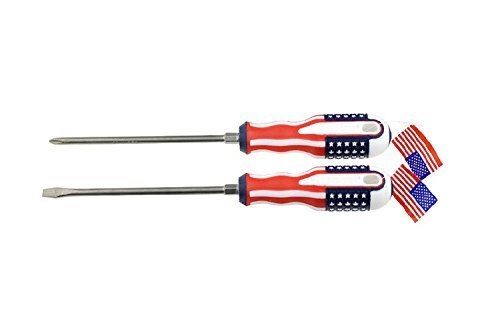 2Pcs 6MM The American Flag Style Hand Tools Straight And Cross Head Magnetic Screwdriver Set