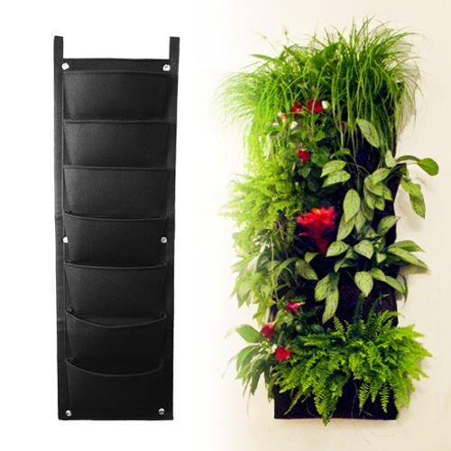 7 Pockets Vertical Garden Hanging Wall Planter Herbs Strawberries Flowers