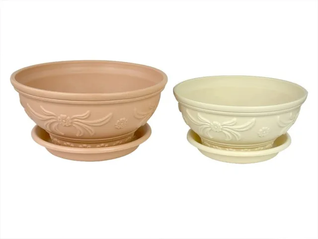 European Relief Environmental Planter Resin Flower Pot with Saucers