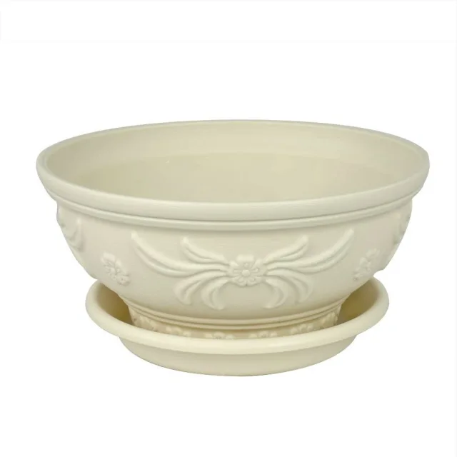 European Relief Environmental Planter Resin Flower Pot with Saucers