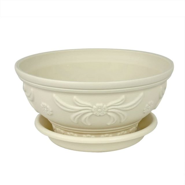 European Relief Environmental Planter Resin Flower Pot with Saucers