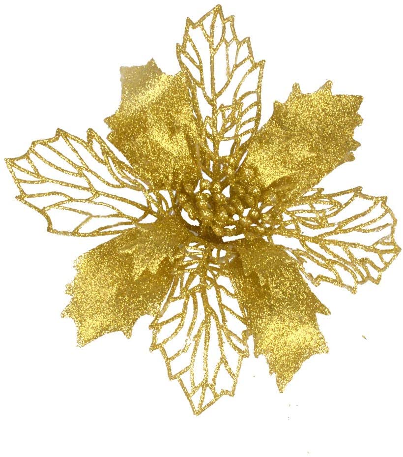 Gardening Will Pack of 12 6 Inch Glitter Flower Shape Christmas Hanging Ornaments Party Decorating Supplies