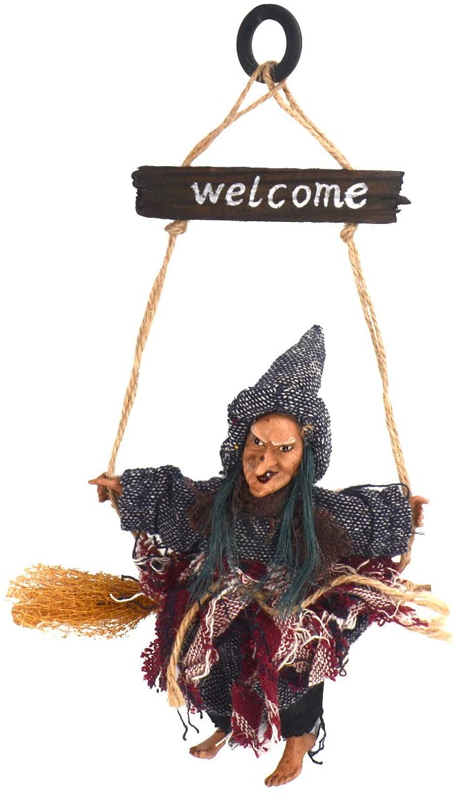 Halloween The Witch Old Broom Door Wall Hanger Props Welcome Sign