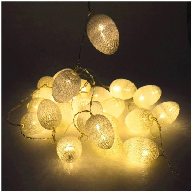 3M/10Ft 30 Yellow Orange Cotton Egg LED Easter Xmas Wedding Battery Operated String Fairy Light