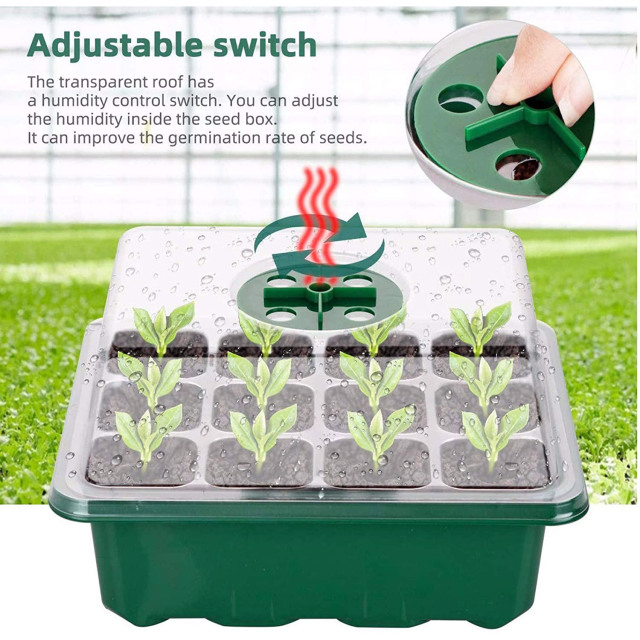 10 Pack SeedStarter Trays Seedling 12 Cells per Tray, Humidity Adjustable Plant Starter Kit with Dome