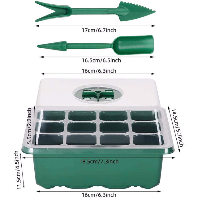 10 Pack SeedStarter Trays Seedling 12 Cells per Tray, Humidity Adjustable Plant Starter Kit with Dome