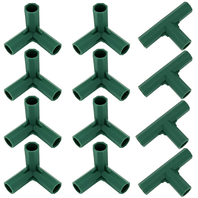3 Way 16mm PVC Fitting Build Heavy Duty Greenhouse Frame Furniture Connectors (Pack of 12)