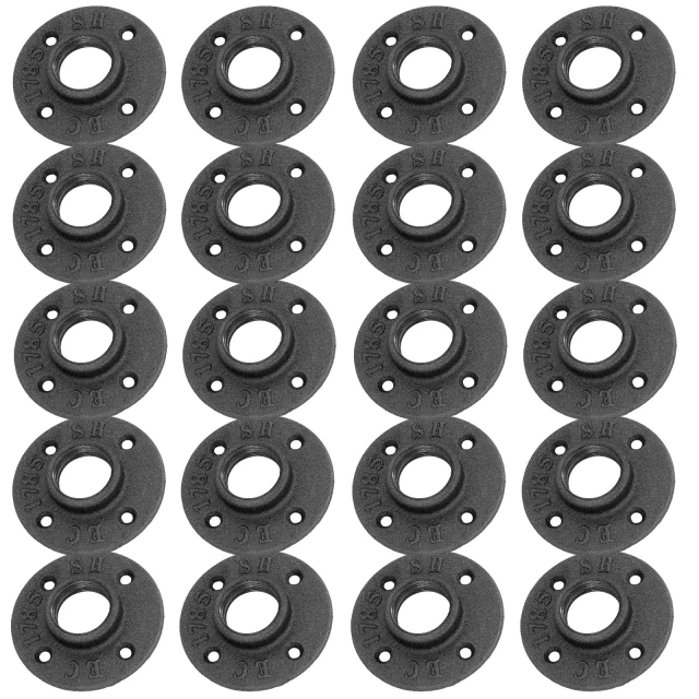 Pack of 10 Floor Flange 1/2" 3/4" 1" Malleable Cast Iron Pipe Fitting Wall Mount Industrial Steampunk Vintage Retro Style for DIY Project Furniture Shelf Bracket Decoration