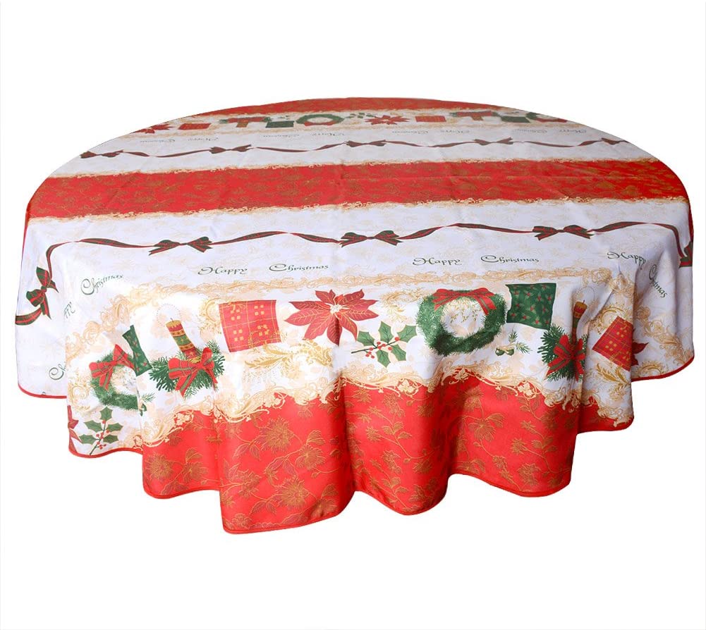Christmas Design 57"(145cm) Engineered Printed Fabric Tablecloth Xmas Style