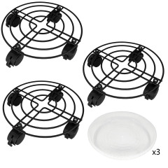 Gardeningwill 3 Packs Heavy Duty Plant Stand Tray Round Caster Mobile Thickened Flower Planter Caddies