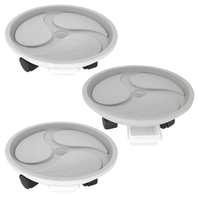 3 Packs Heavy Duty Round Plant Caddy Rolling Tray Durably Movable Heavy Duty Pot Bracket with Brake Wheel and Drainage Tray