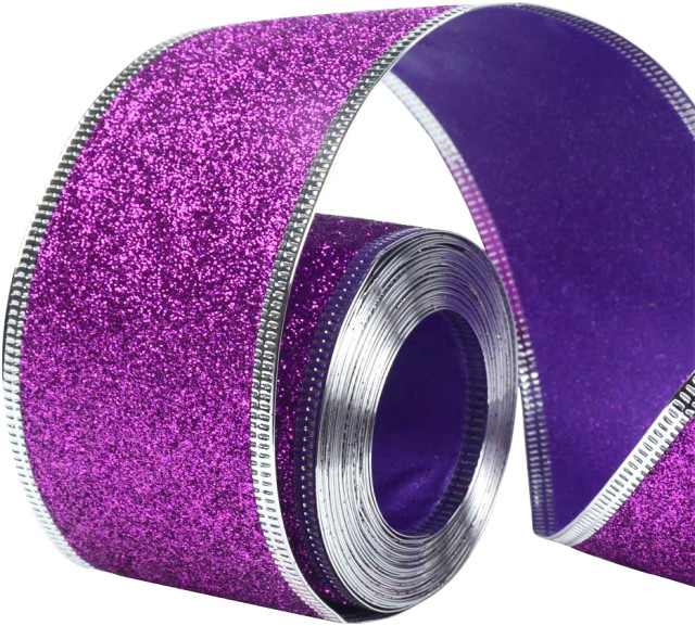 33Ft/10Meters Glitter Silver Golden Blue Red Purple Pink Christmas Ribbon Wreath Present Weeding Arts Crafts Gift Wrapping