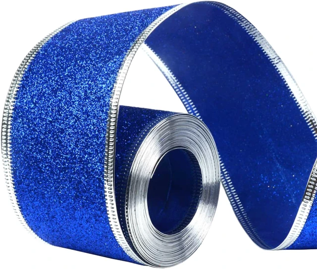 33Ft/10Meters Glitter Silver Golden Blue Red Purple Pink Christmas Ribbon Wreath Present Weeding Arts Crafts Gift Wrapping