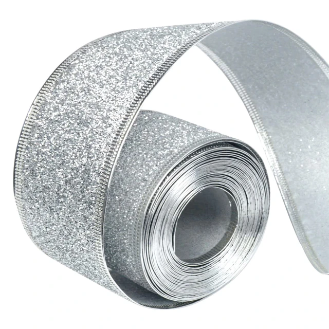 33Ft/10Meters Glitter Silver Golden Blue Red Purple Pink Christmas Ribbon Wreath Present Weeding Arts Crafts Gift Wrapping