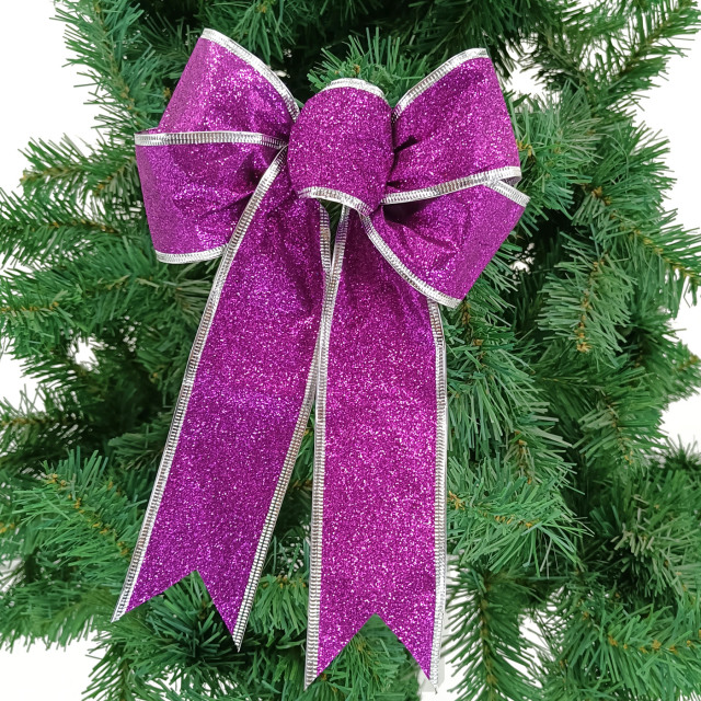 12pcs Luxury 8 Inch Glitter Artificial Christmas Bowknot XMAS Tree Wreaths Decor Ornament