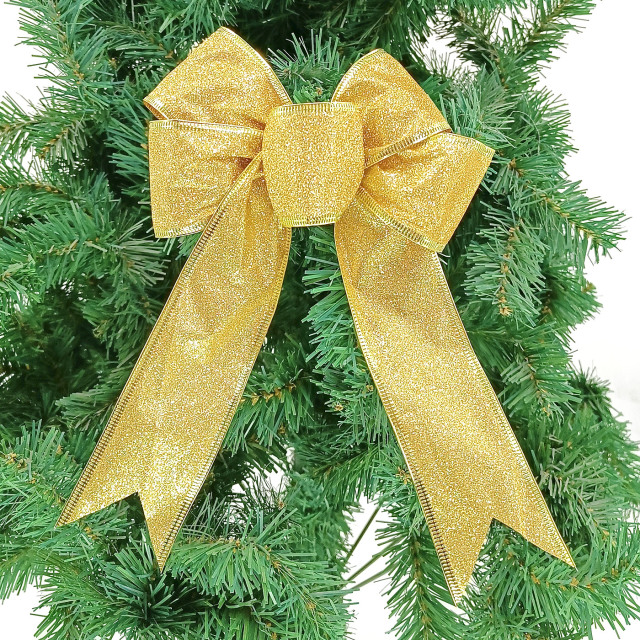 12pcs Luxury 8 Inch Glitter Artificial Christmas Bowknot XMAS Tree Wreaths Decor Ornament