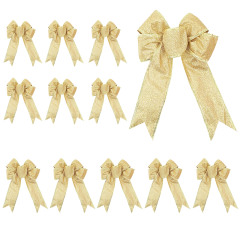 12pcs Luxury 8 Inch Glitter Artificial Christmas Bowknot XMAS Tree Wreaths Decor Ornament