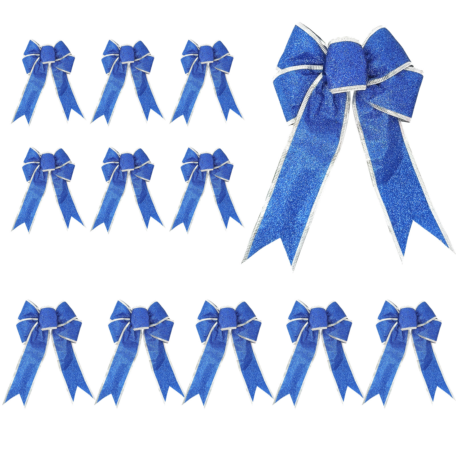 12pcs Luxury 8 Inch Glitter Artificial Christmas Bowknot XMAS Tree Wreaths Decor Ornament
