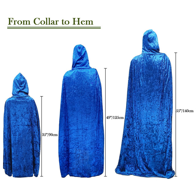 Unisex Halloween Party Christmas Magic Hooded Velvet Cloak Wicca Robe Medieval Witchcraft Cape Halloween Costume