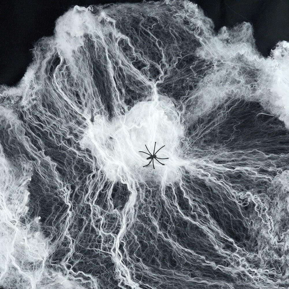 Set of 2 White 30"x84" Creepy Scary Gauze Cloth Drape Doorways Walls Entryways Halloween with Spiders White Webs
