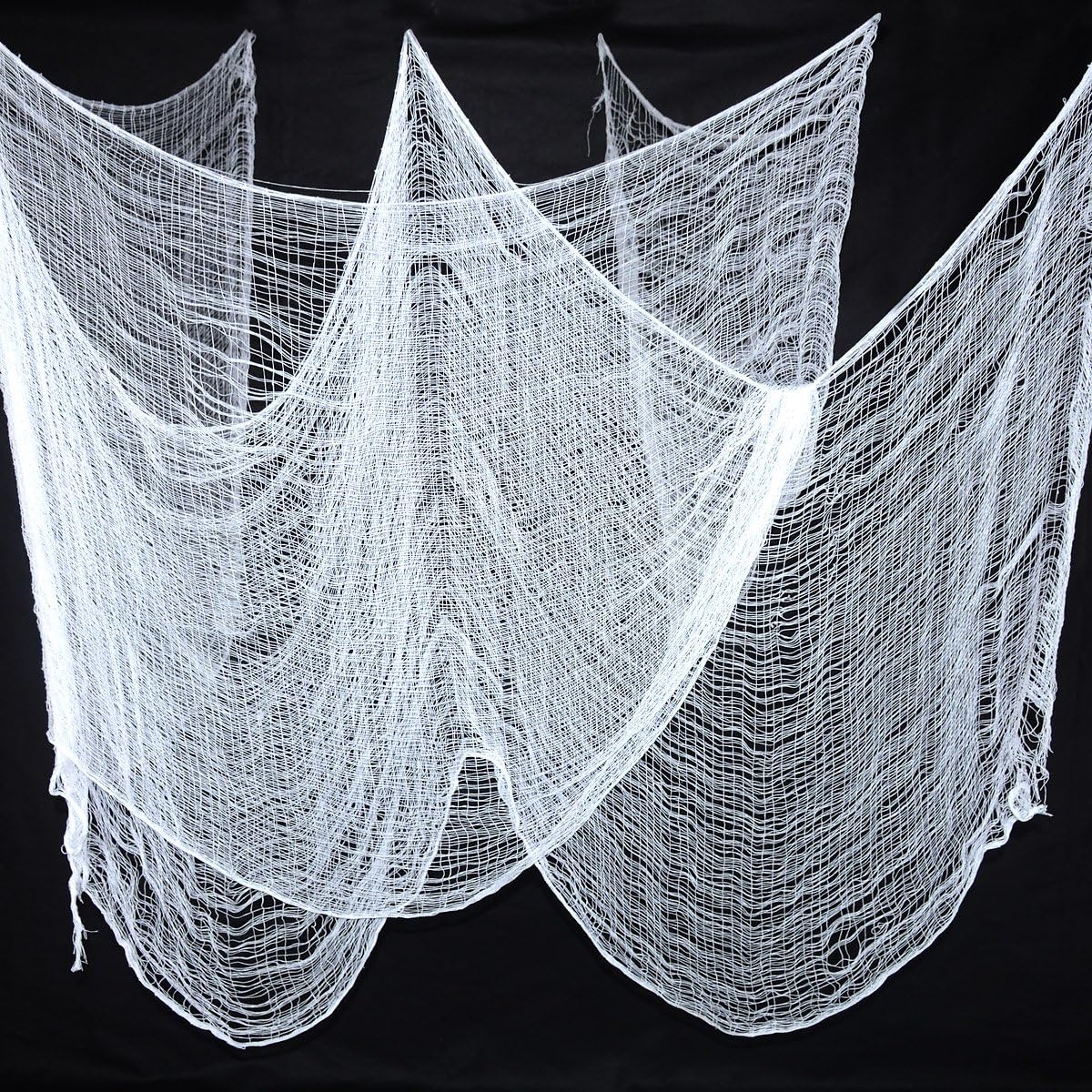 Set of 2 White 30"x84" Creepy Scary Gauze Cloth Drape Doorways Walls Entryways Halloween with Spiders White Webs