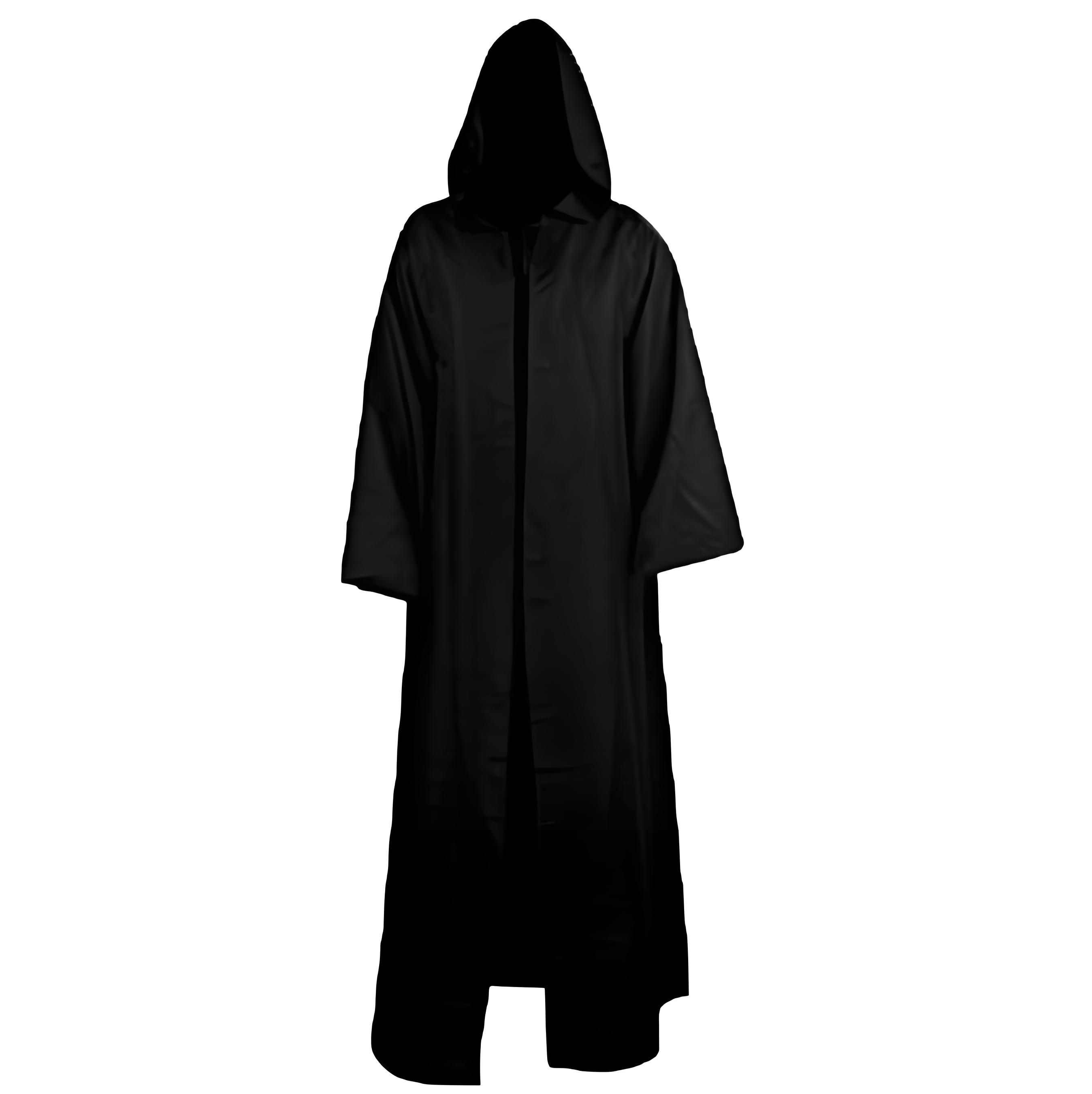 Men's Dark Warrior Halloween Costume Abayas, Black Hooded Robe and Cape Cosplay Outfit for Adults, Mysterious Cloak for Party or Roleplay