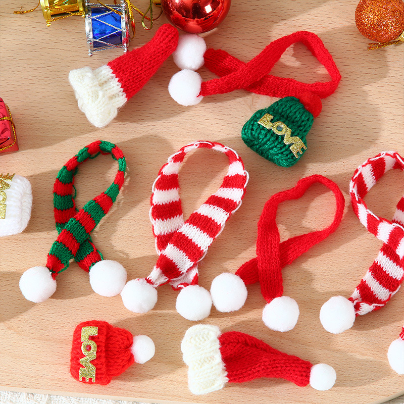 Christmas Mini Knit Hat, Scarf & Gloves Set – Winter Doll Clothes Accessories Pack for DIY Crafts, Holiday Decor & Mini Xmas Doll Outfits