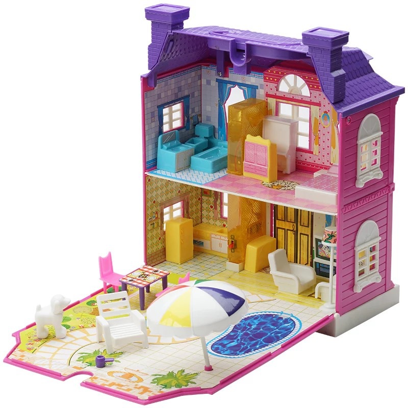 Luxury Piggy Family Dollhouse Playset – Pretend Play Toy House with Furniture, Lights & Music – Miniature Villa for Kids – 30cm Tall
