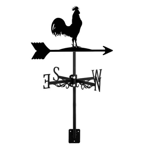 Rooster Weathervane - 21"W x 25.75"H Metal Silhouette Weather Vane, Stainless Steel & Rust-Resistant, Decorative Garden & Roof Top Wind Direction Indicator for Outdoor (North America & Europe)