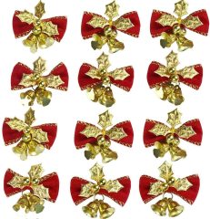 12pcs Christmas Cute Bow Tree Hanging Decoration Xmas Bowknot Ornament 5CM