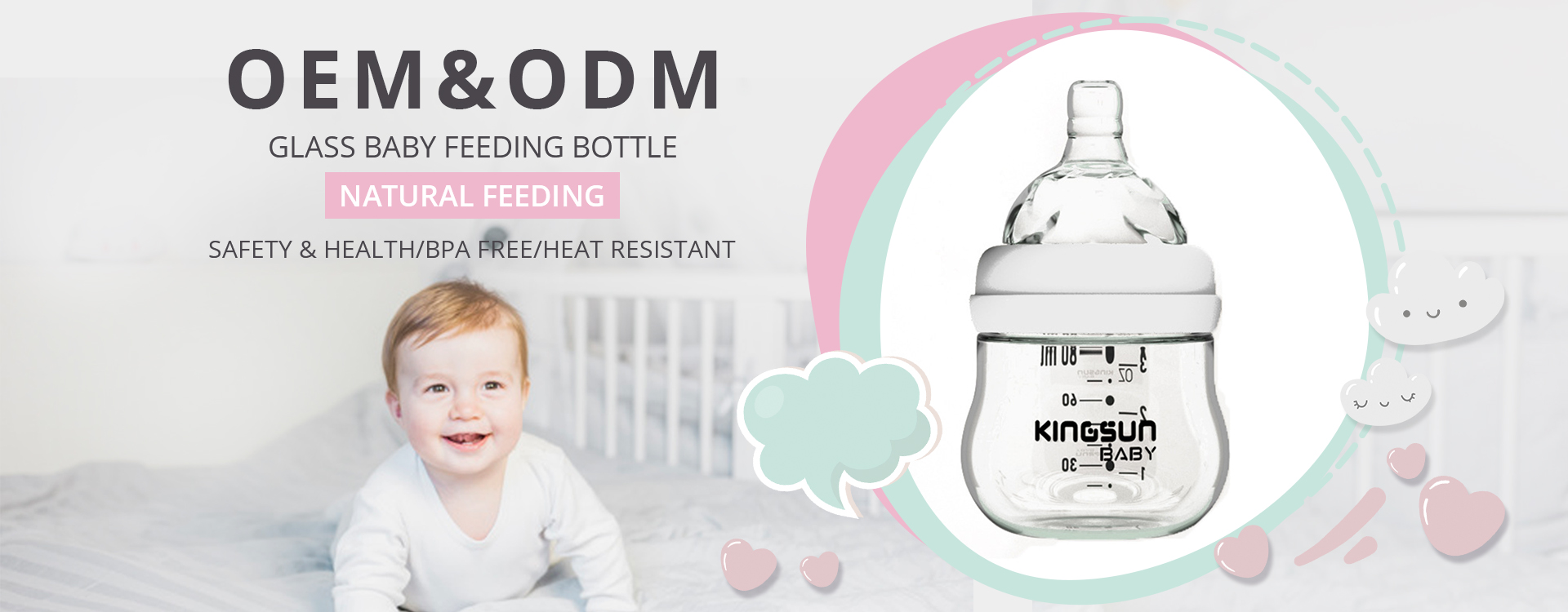 Natural Borosilicate Glass Baby Feeding Bottle